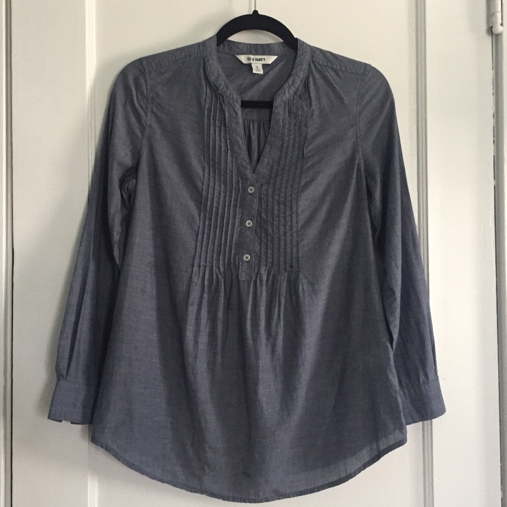 Chambray flowy long sleeve tunic